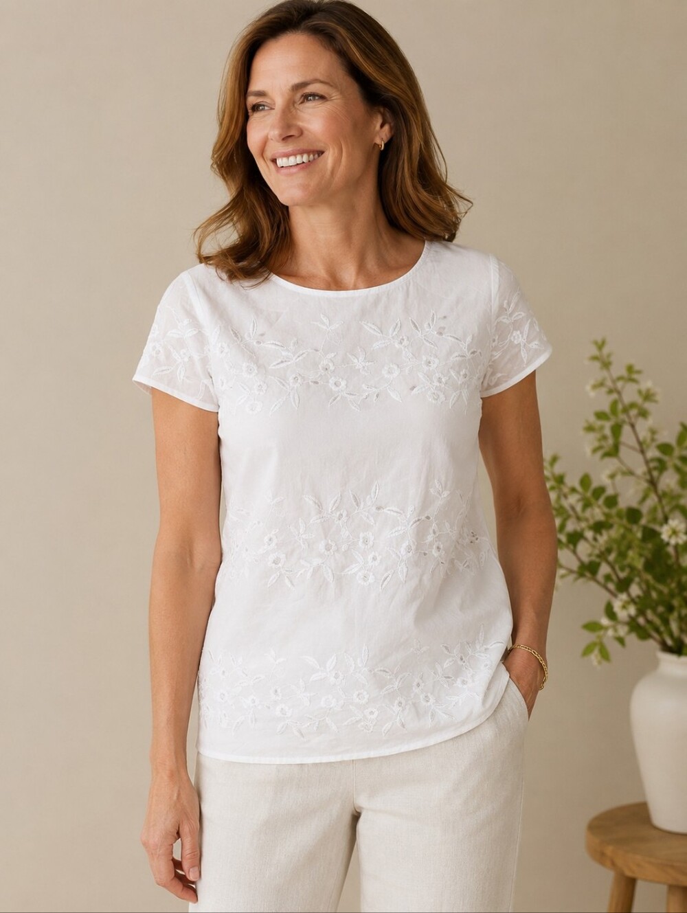 ❤ TALBOTS 100% COTTON EMBROIDERED EYELET TOP, 2P